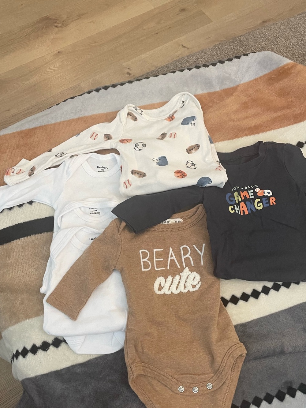 Baby boy clothes. NB long sleeve onesies.